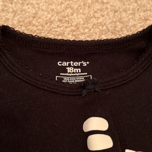 18M skeleton glow in the dark pajamas cotton black baby girls 18M - Picture 2 of 3